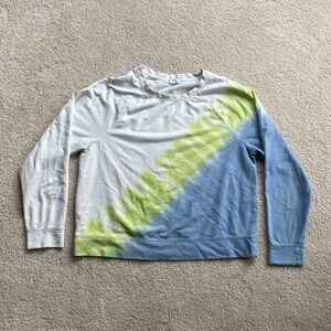 Beachlunchlounge blue green tie dyed White Long Sleeve sweatshirt size m medium